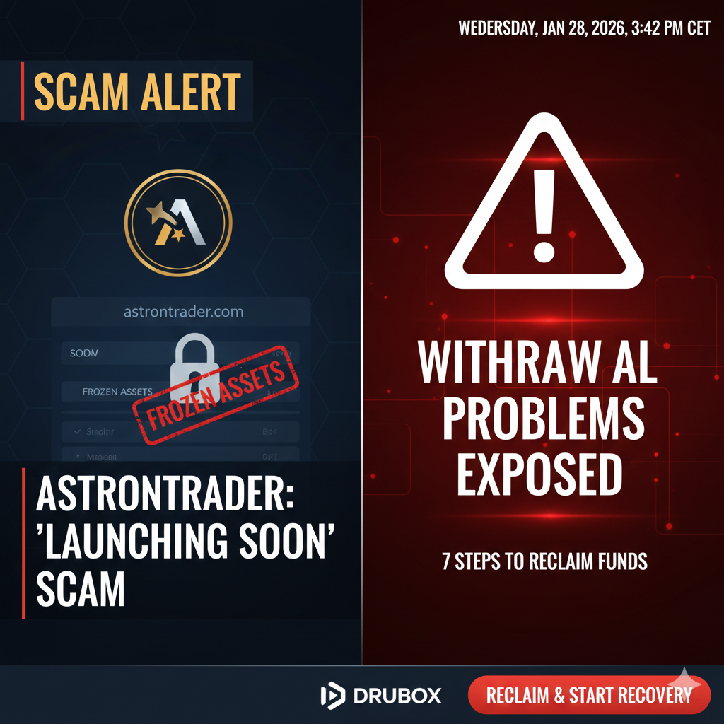 AstronTrader withdrawal problems and astrontrader.com launching soon scam warning
