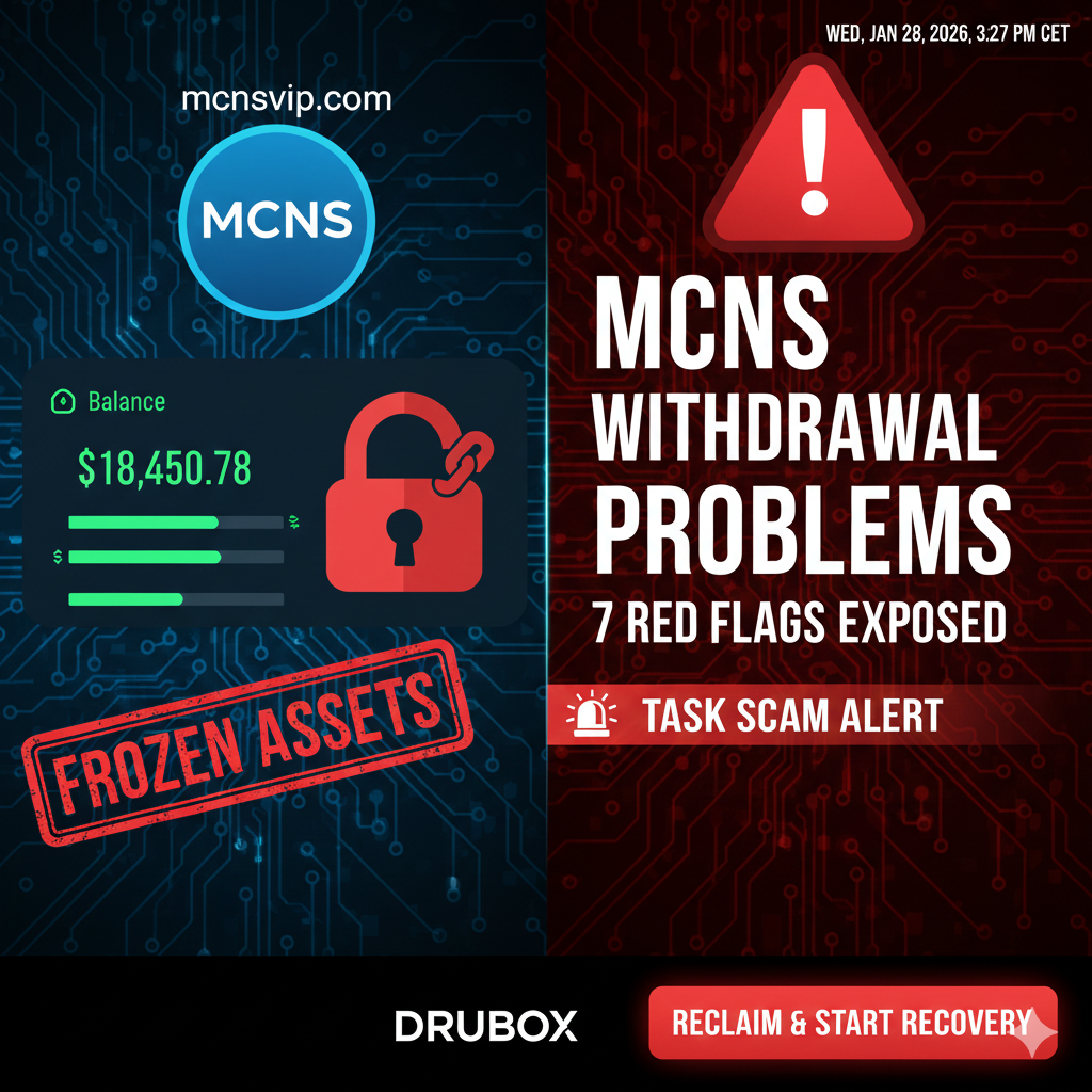 MCNS withdrawal problems investigation on mcnsvip.com dashboard