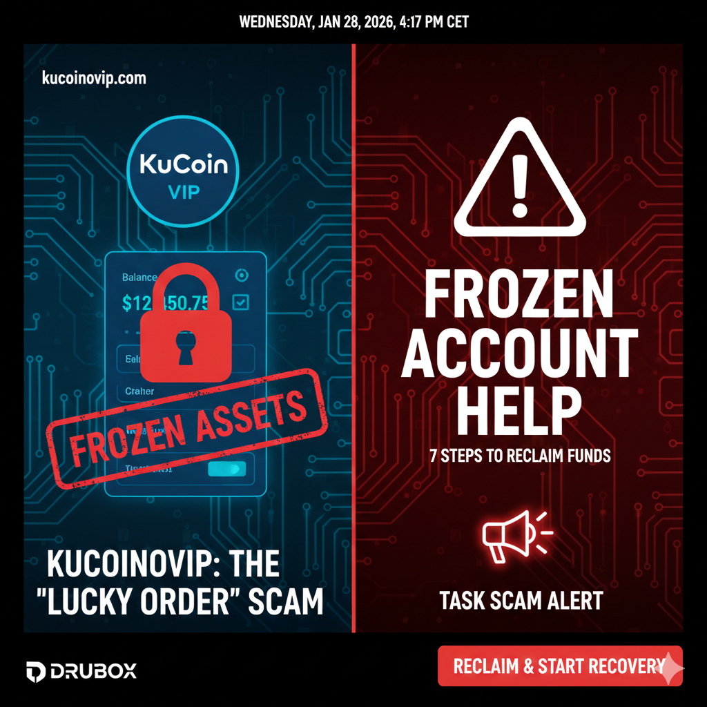 kucoinovip.com frozen account help and lucky order task scam investigation