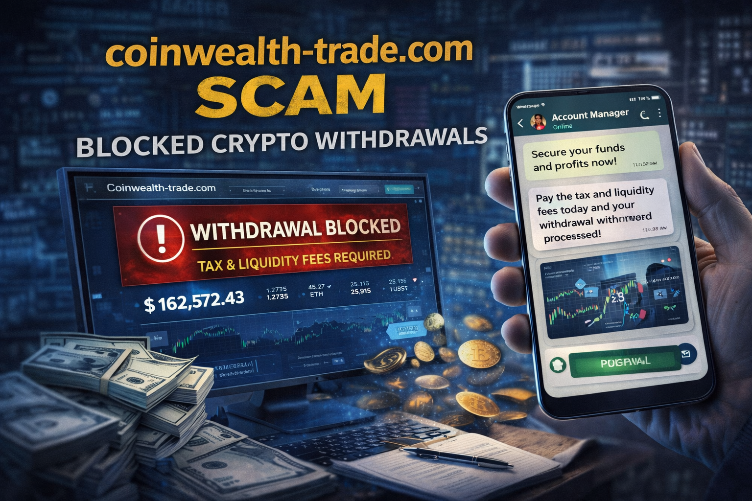 2 Forensic blockchain diagram exposing the withdrawal control logic of the Coinwealth Trade Com scam