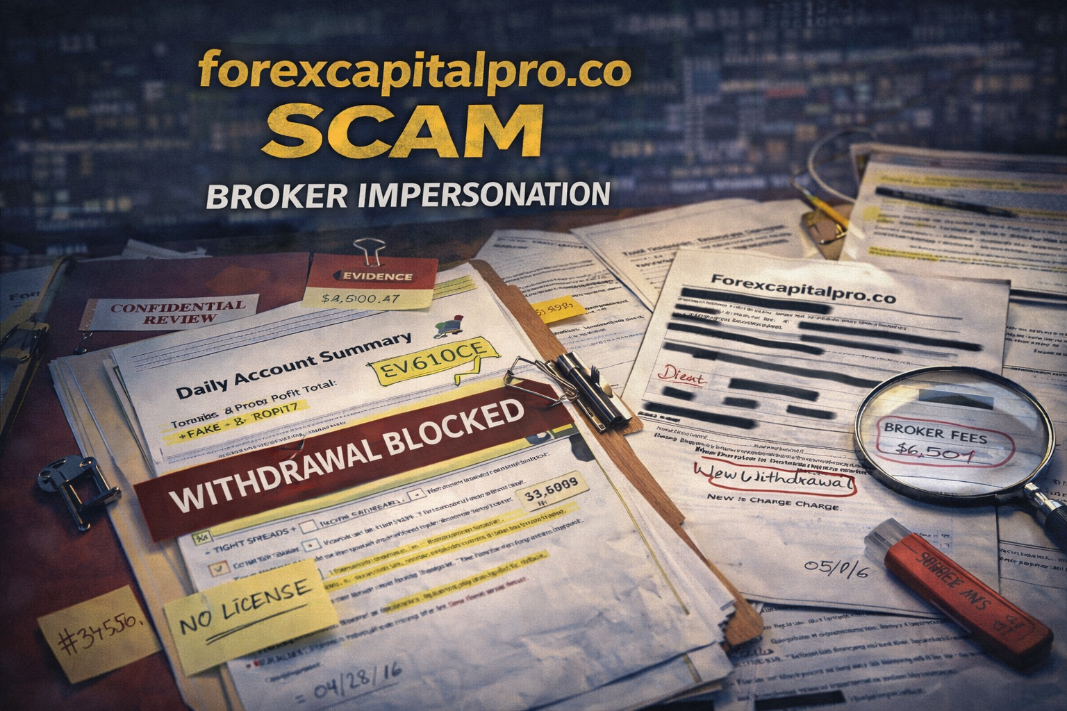 Forensic blockchain tracing diagram exposing the margin call extortion mechanics of the forexcapitalpro.co scam