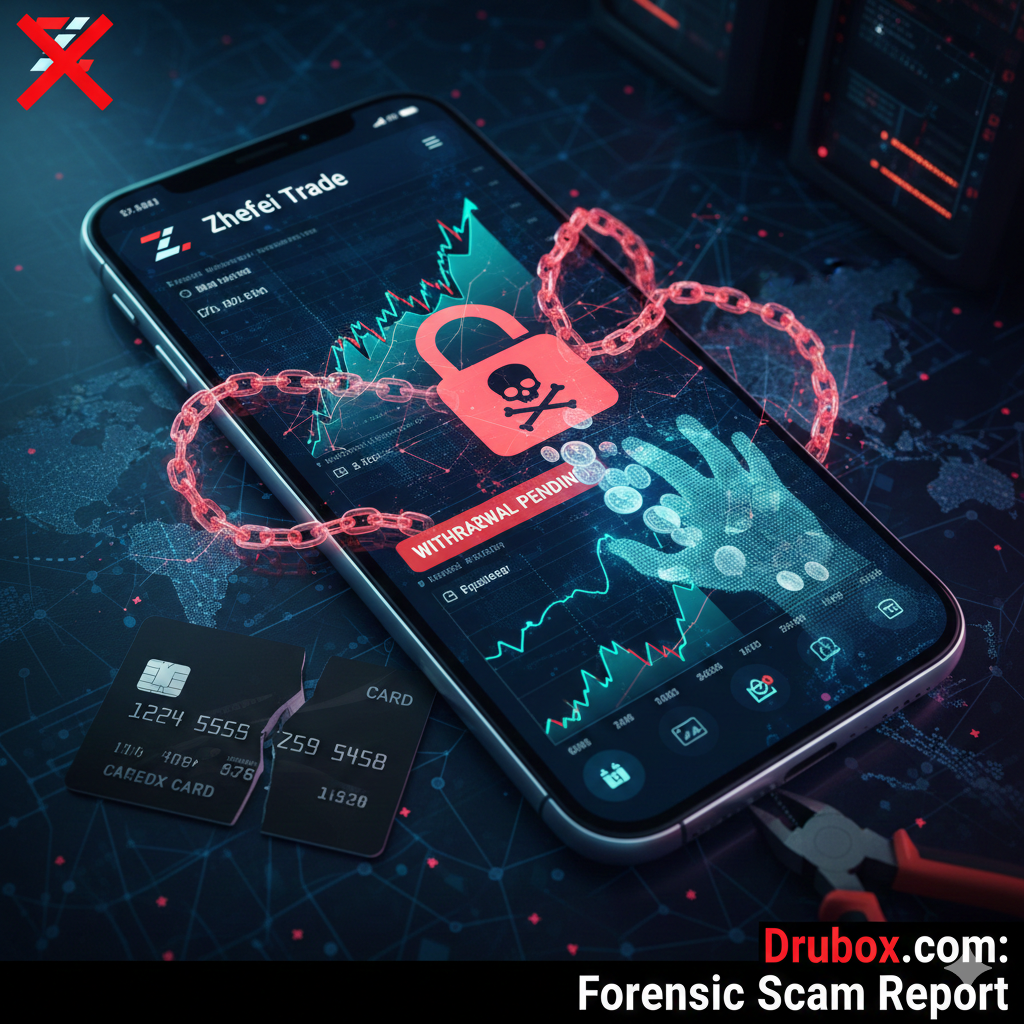 Zhefei Trade Scam: Uncovering the Architecture of a Fraudulent Brokerage Network 2 A technical diagram of the Zhefei Trade scam, illustrating its closed-loop database and withdrawal blockade mechanism.