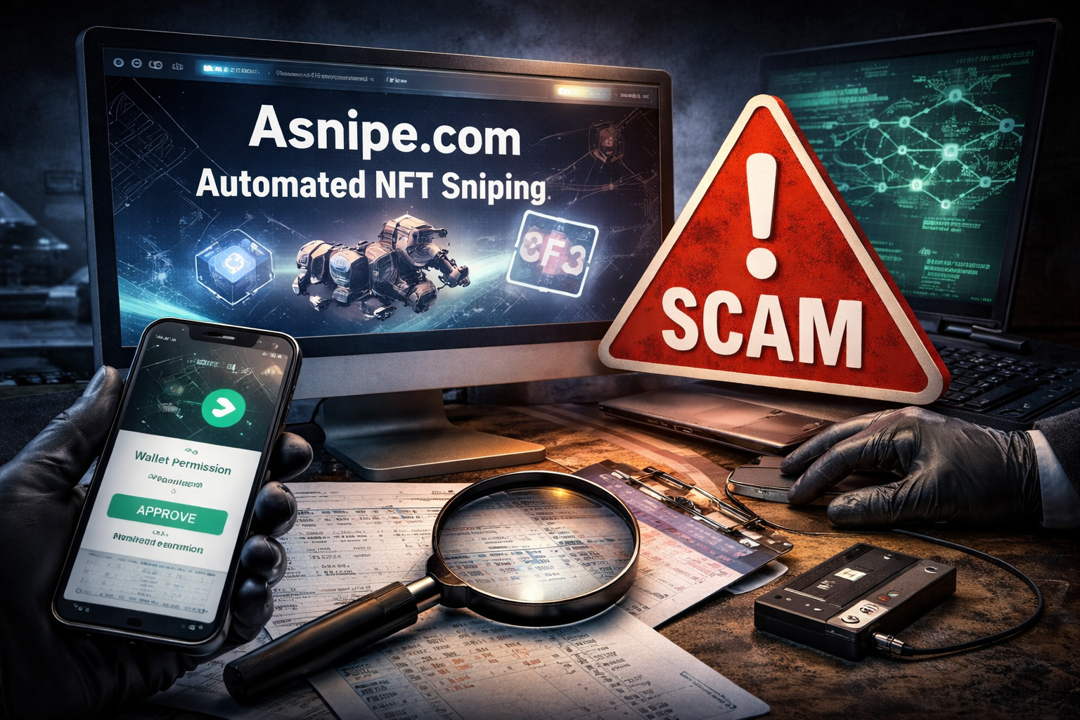 Asnipe.com Scam: Decoded Crypto Sniper Bot Fraud 2 Forensic blockchain tracing diagram exposing the fake MEV algorithms and gas tax extortion mechanics of an asnipe.com scam