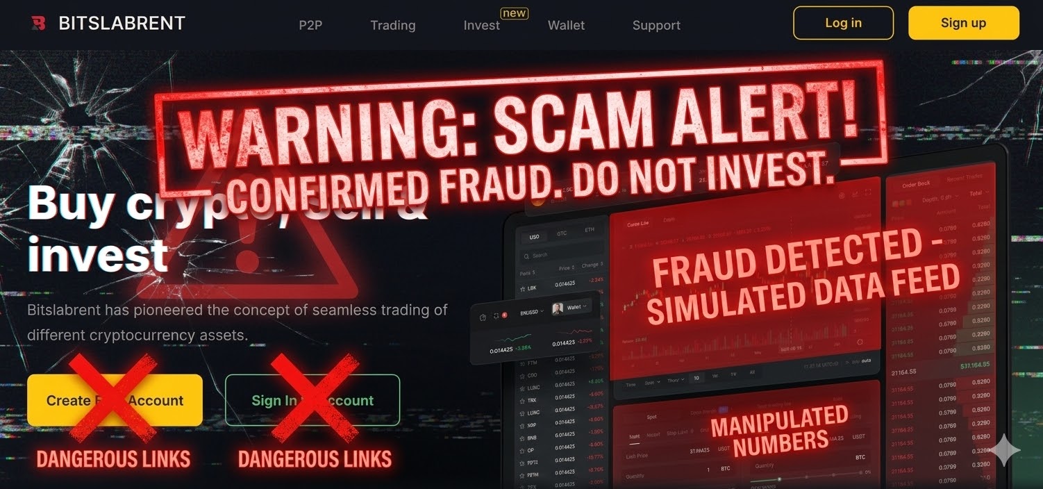 Forensic blockchain tracing diagram exposing the fake mining yields and withdrawal restriction logic of a Bitslabrent scam