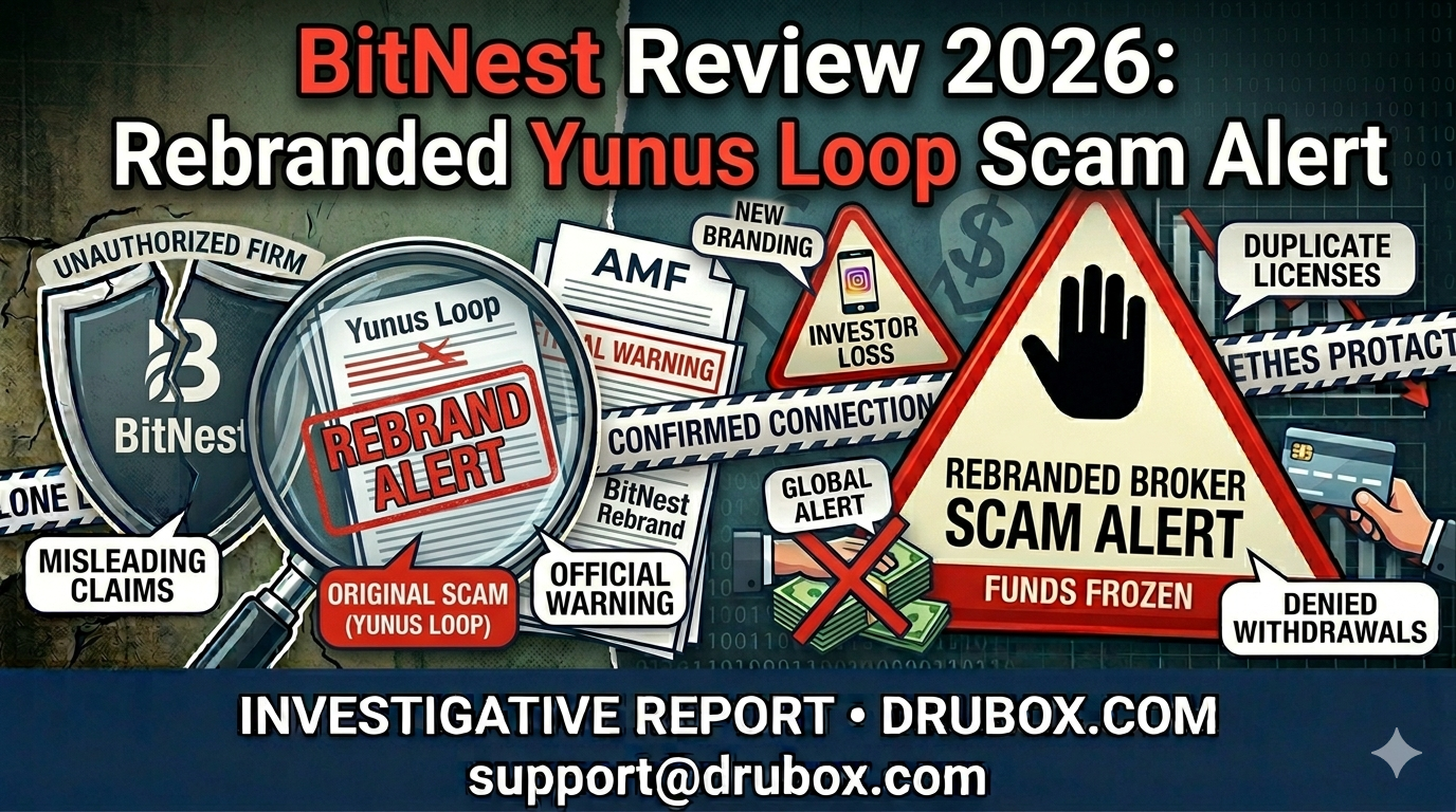 A forensic investigation into BitNest, highlighting its origins as a rebranded Yunus Loop Ponzi scheme and its fraudulent MLM structure.