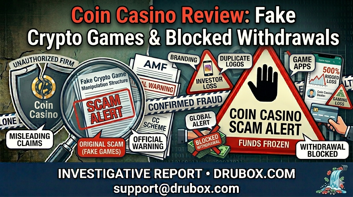 A review of the Coin Casino scam, showing how fake online crypto games steal money from users.