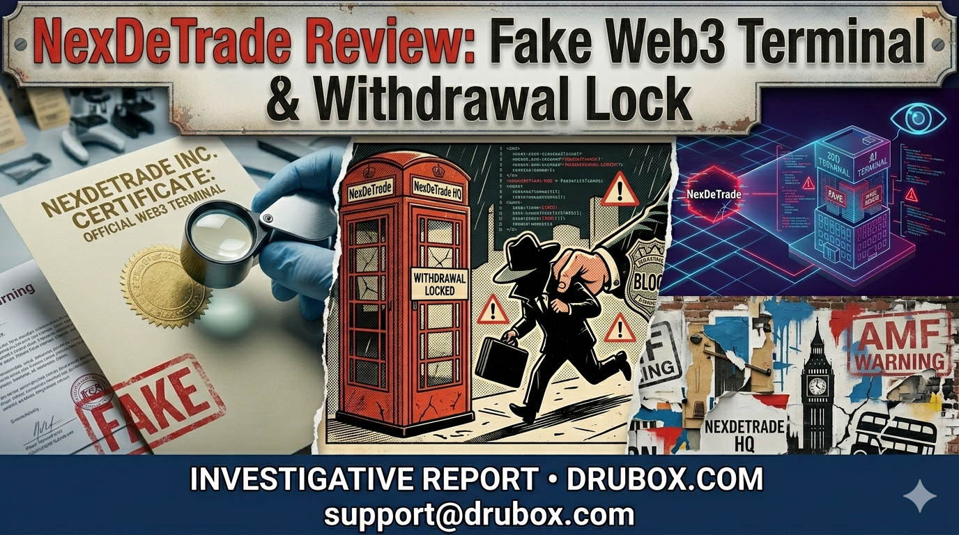 A forensic investigation into the NexDeTrade scam terminal, showing how its simulated trading interface locks user withdrawals.
